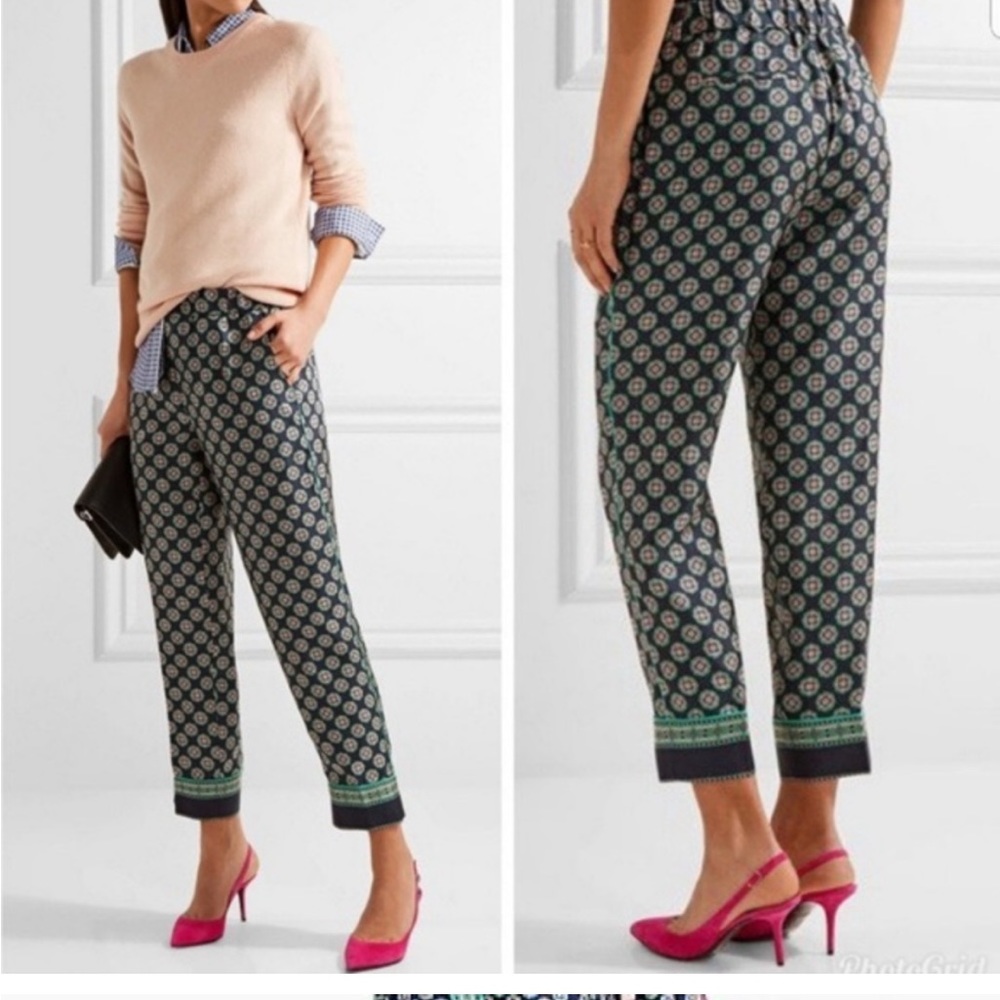 J. Crew Silk Foulard Print Cropped Pants